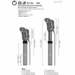 By Schulz By.Schulz Sattelst&uuml;tze, D.2 ST-Ro T80 DROPPER Kabel AUSSEN 34.9 X 190mm Hub:30mm MEDIUM 60-90 Kg