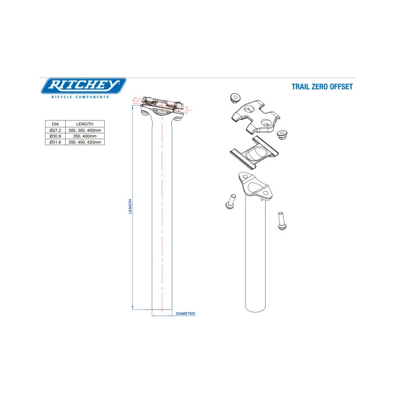 Ritchey Sattelstütze WCS TRAIL Zero 27.2mm, Blatte Black, 400mm 2 Ritchey Sattelstütze WCS TRAIL Zero 27.2mm, Blatte Black, 400mm – Bild 2